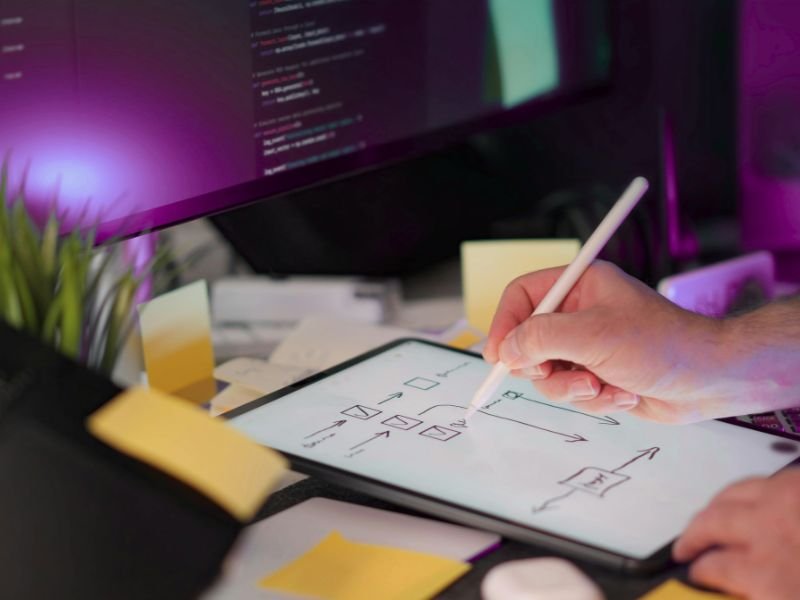 Personne travaillant sur une tablette — pilotage de projets digitaux et marketing avec Impulse Ylora
